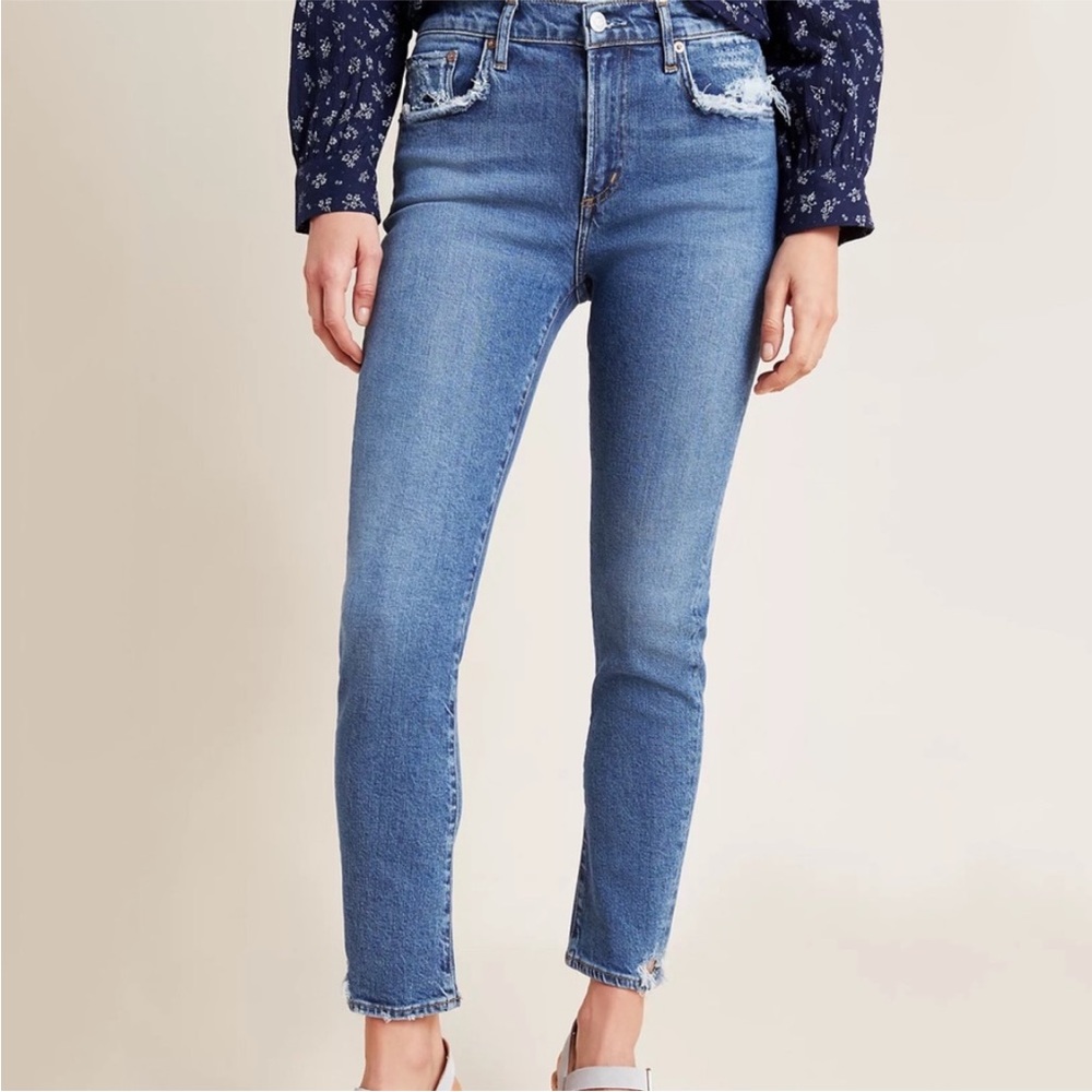 AGOLDE Toni High-Rise Slim Distressed Jeans, Size 28